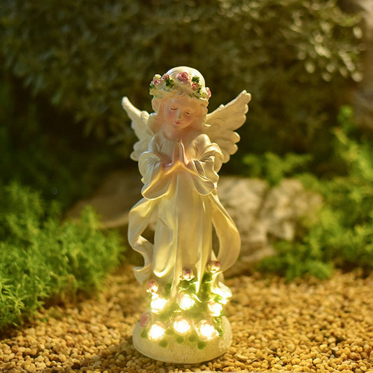 Angel Statue with Solar Light Garden Sculptures Yard Decorations Lawn Ornaments