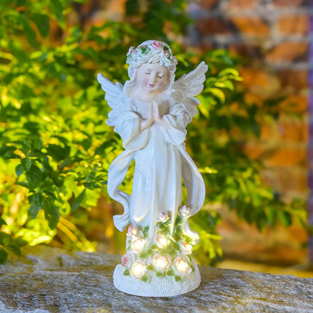 Angel Statue with Solar Light Garden Sculptures Yard Decorations Lawn Ornaments