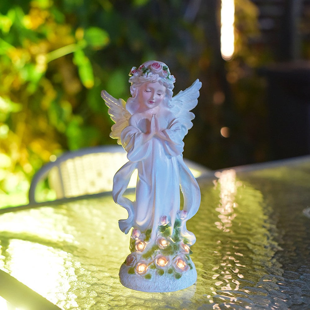 Angel Statue with Solar Light Garden Sculptures Yard Decorations Lawn Ornaments
