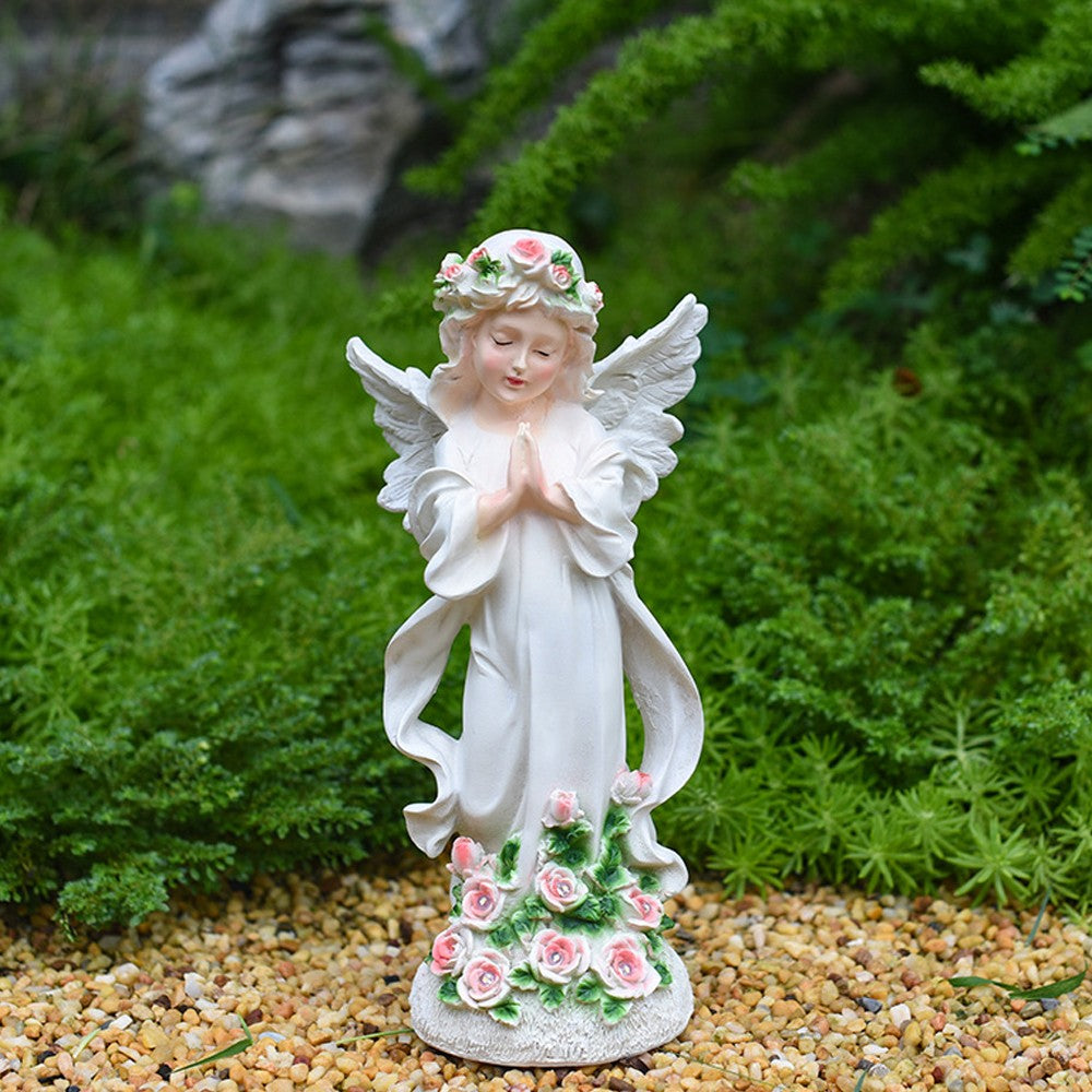 Angel Statue with Solar Light Garden Sculptures Yard Decorations Lawn Ornaments
