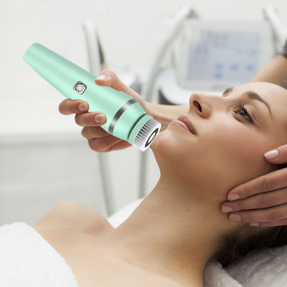 4-in-1 Electric Face Cleansing Brush Facial Massage Brush Beauty Tool - Green