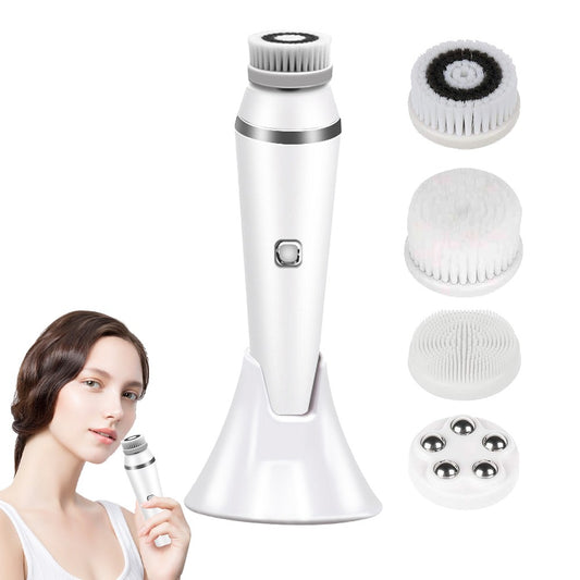 4-in-1 Electric Face Cleansing Brush Facial Massage Brush Beauty Tool - White
