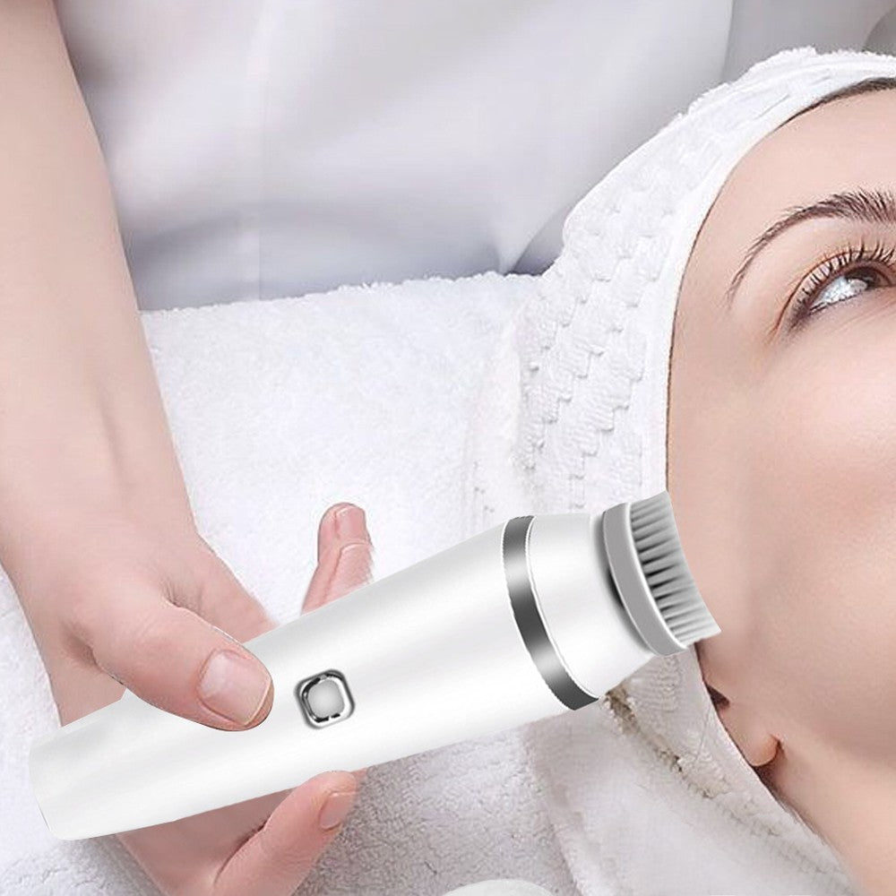 4-in-1 Electric Face Cleansing Brush Facial Massage Brush Beauty Tool - White