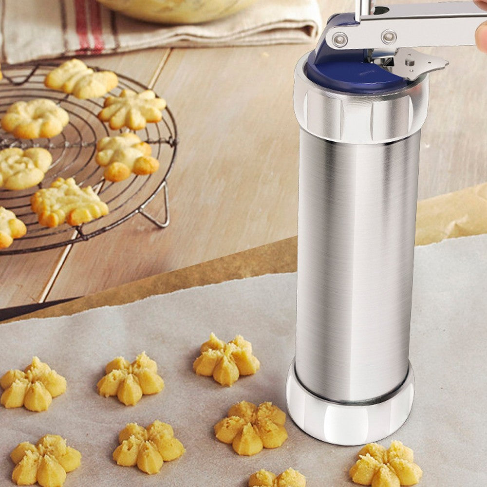 Cookie Press Gun Set Biscuit Maker with 20 Cookie Stencil Discs and 4 Icing Tips