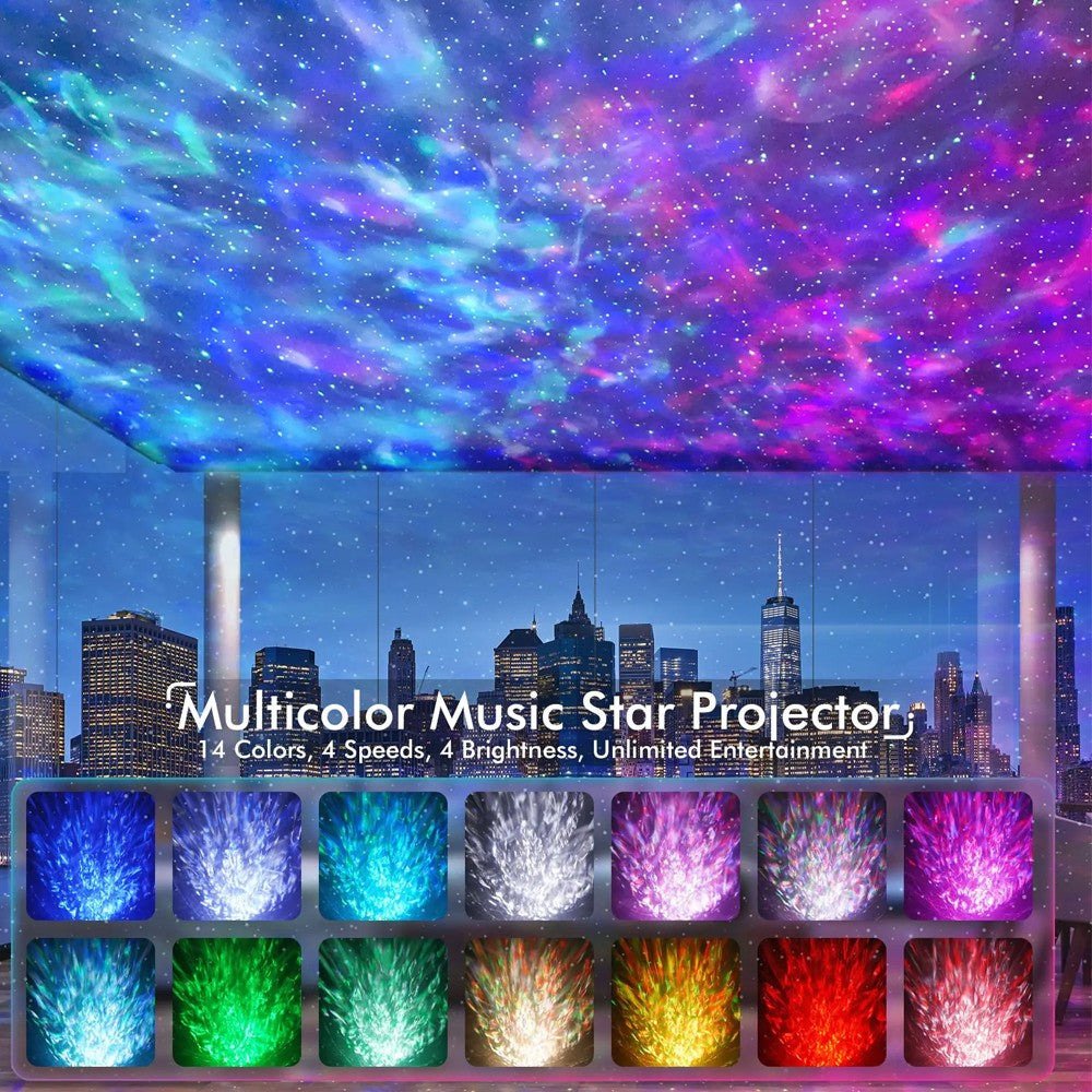 Dinosaur Egg Galaxy Star Projector Starry Light with Bluetooth Speaker - Blue