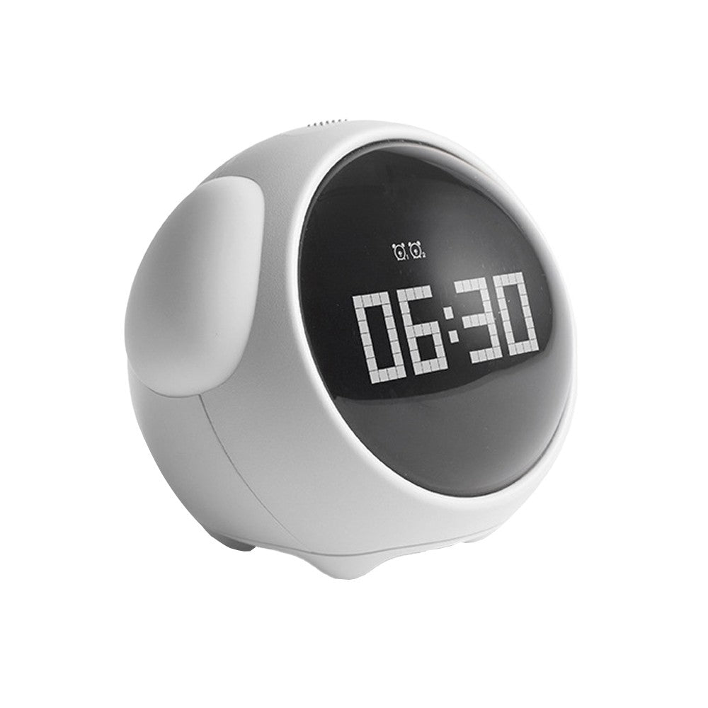 Wake-up Alarm Clock Voice-Activated Bedside Alarm Clock with Night Light - White