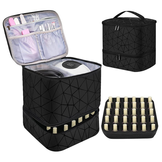 Double-layer Nail Polish Carrying Case Bag Storage Box Holds 30 Bottles - Black