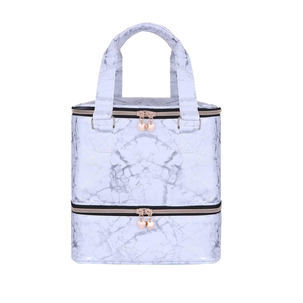 Double-layer Nail Polish Carrying Case Bag Storage Box Holds 30 Bottles - White