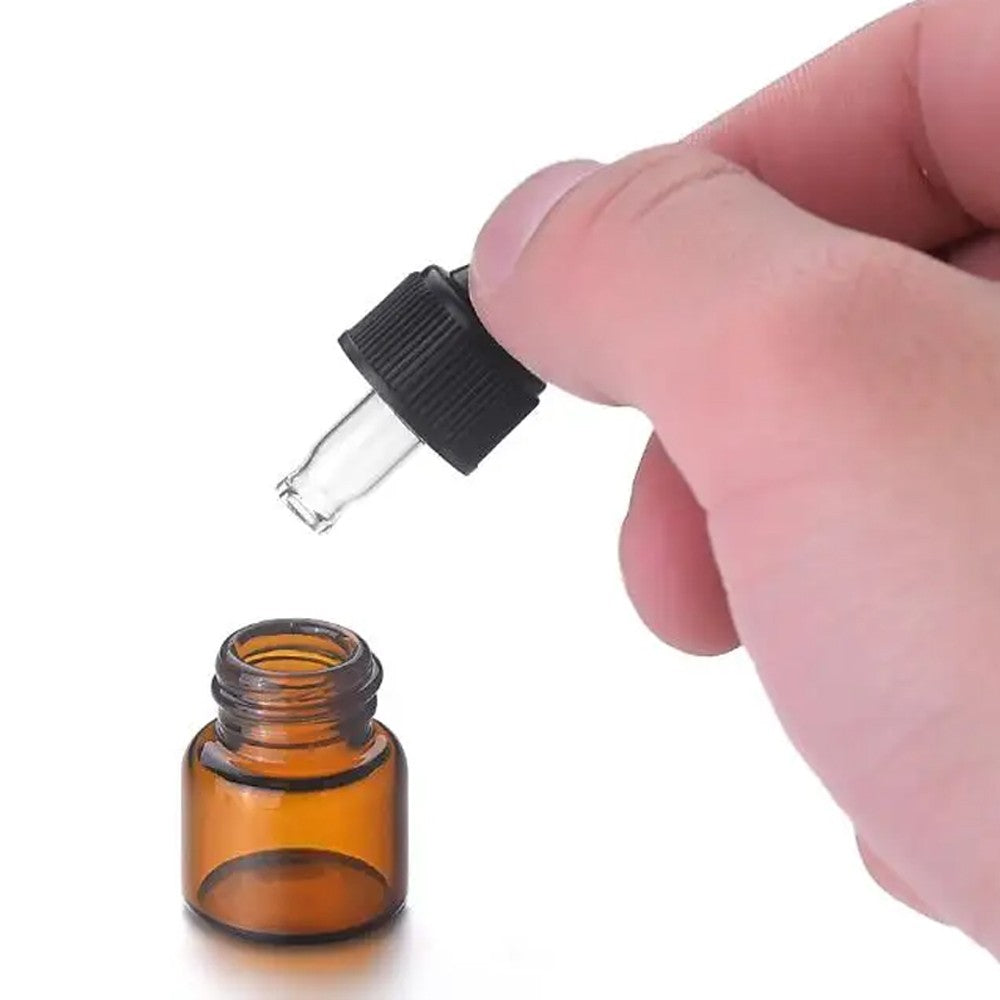50Pcs 1ML Amber Glass Dropper Bottle Essential Oils Perfumes Bottle with Funnel
