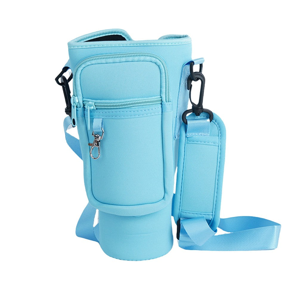 Water Bottle Carrier Bag for 40oz Stanley Tumbler with Adjustable Strap - Blue