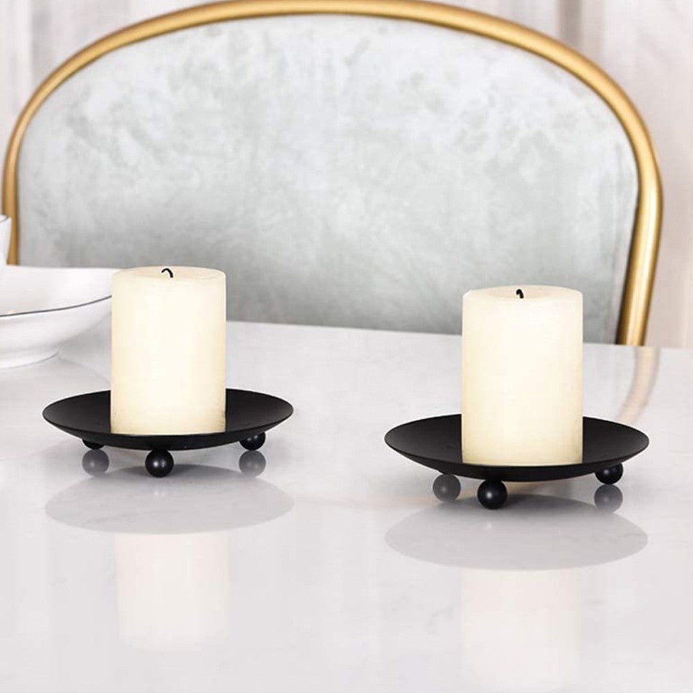 2Pcs 6.8cm Round Tea Light Candle Holder Decorative Candle Iron Plate