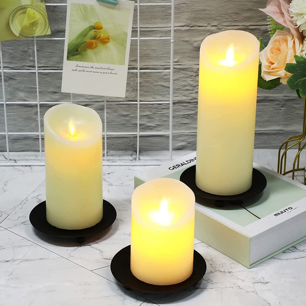 2Pcs 9cm Round Tea Light Candle Holder Decorative Candle Iron Plate