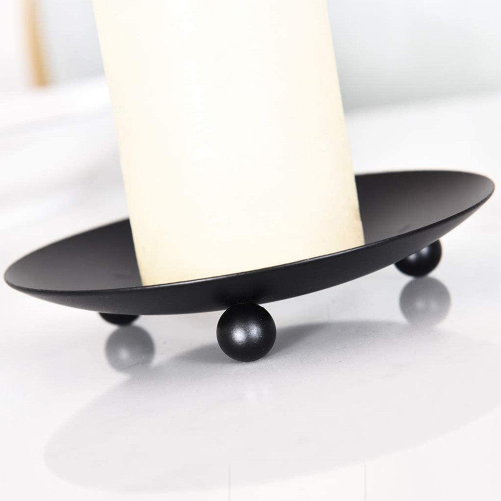 2Pcs 11cm Round Tea Light Candle Holder Decorative Candle Iron Plate