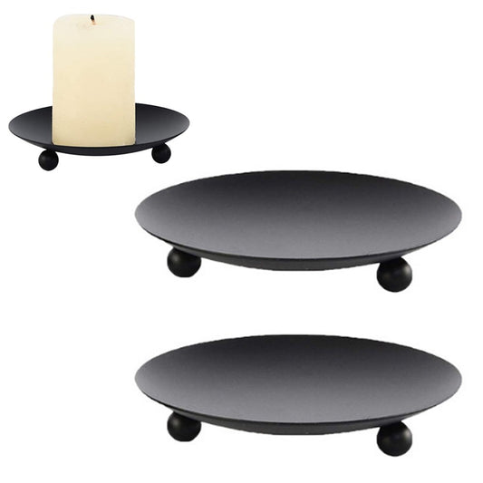 2Pcs 11cm Round Tea Light Candle Holder Decorative Candle Iron Plate