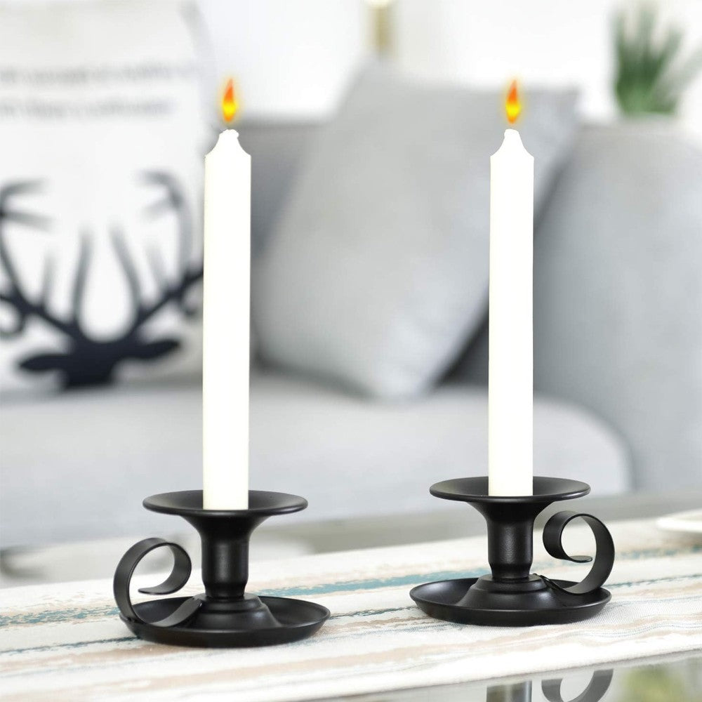 2Pcs Retro Taper Candle Holder Iron Candlestick Holder Home Decoration
