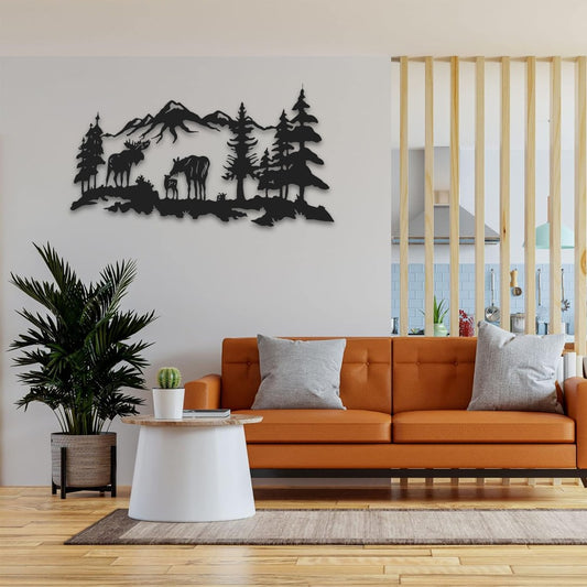 Metal Wall Art Decor Deer Family Wall Hangings Interior Decoration - Style 2