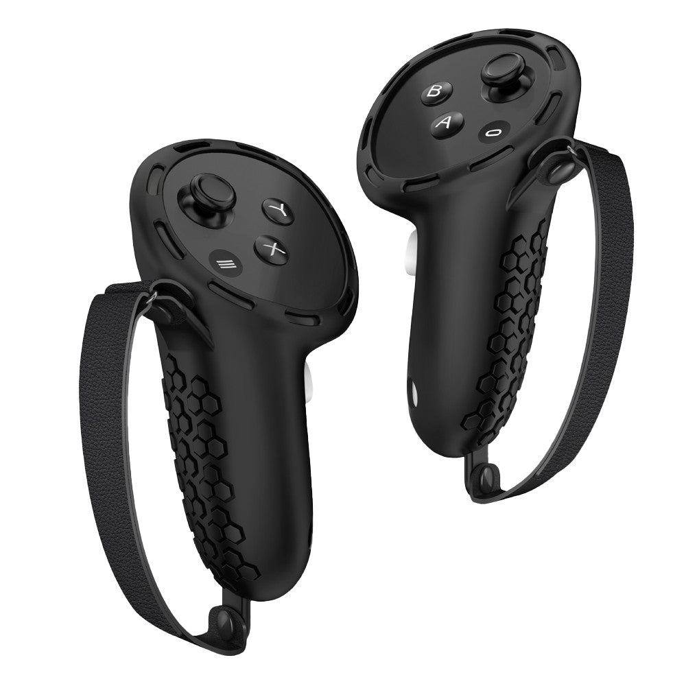 Pair of VR Controller Grips Silicone Covers Compatible with Meta Quest 3 - Black