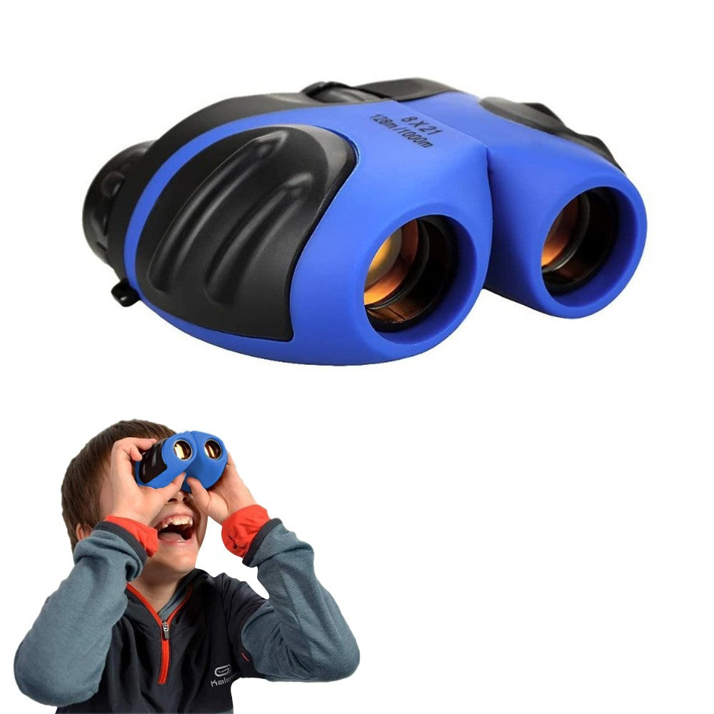 Kids Binocular 8X Magnification Compact Shockproof Binoculars Educational Learning Binoculars Blue
