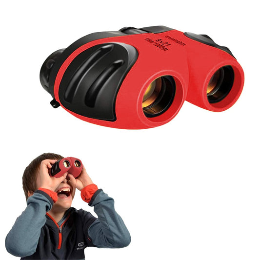 8X Magnification Kids Binocular Compact Shockproof Binoculars - Red