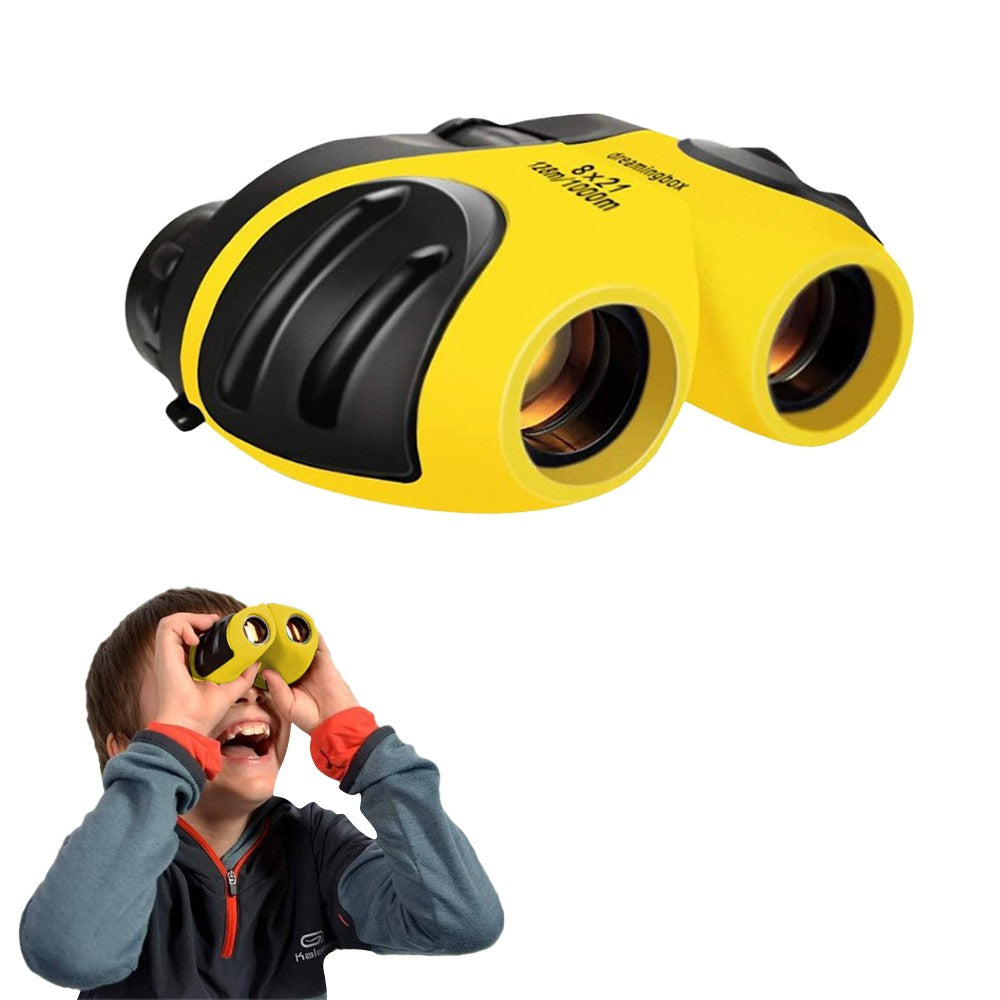 Kids Binocular 8X Magnification Compact Shockproof Binoculars Educational Learning Binoculars Yellow