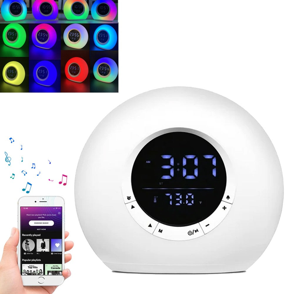 Wake Up Light Alarm Clock with Bluetooth Speaker and Colorful Atmosphere Lamp