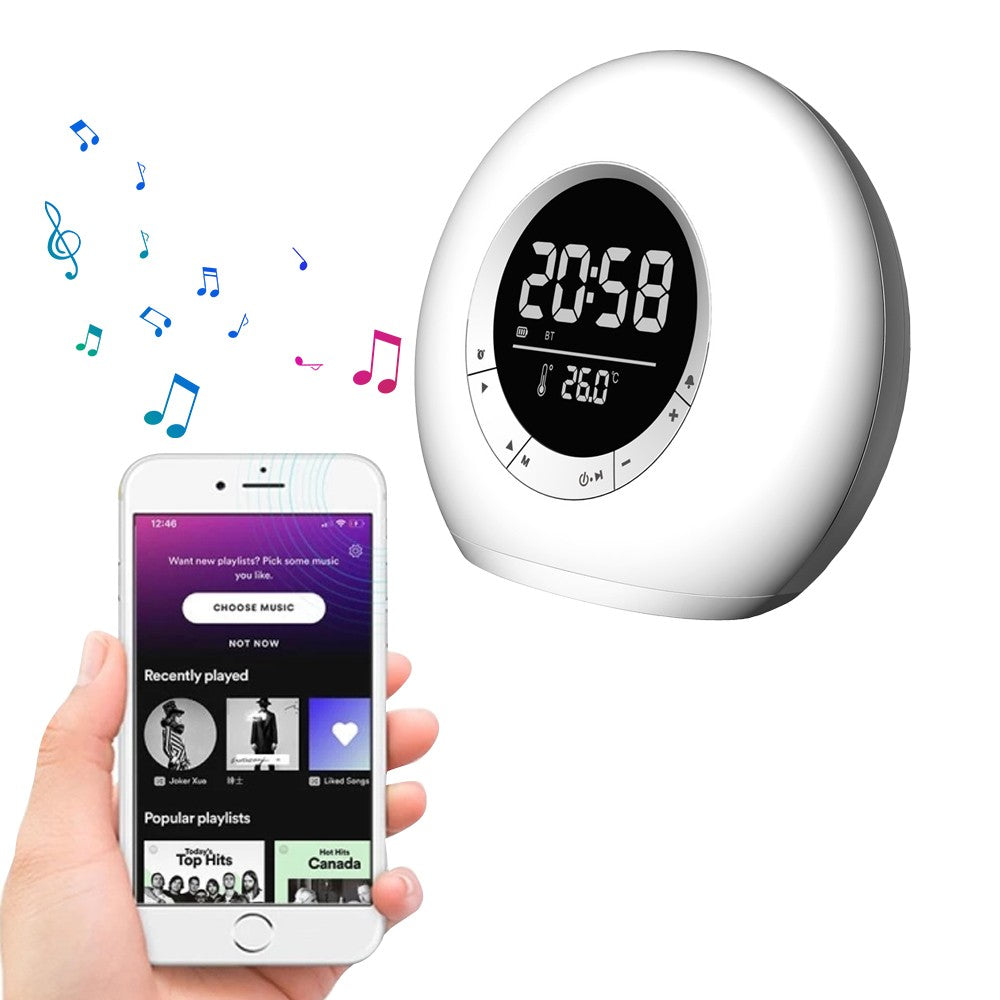 Wake Up Light Alarm Clock with Bluetooth Speaker and Colorful Atmosphere Lamp