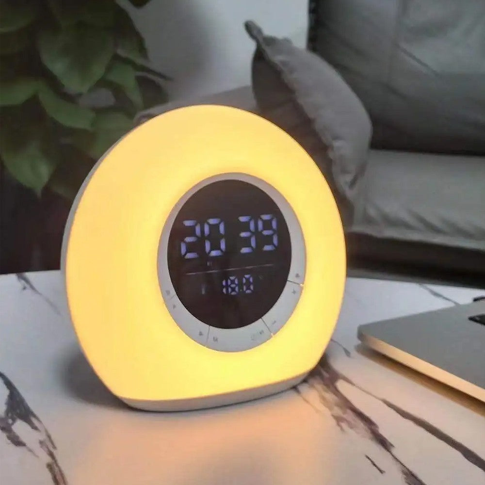 Wake Up Light Alarm Clock with Bluetooth Speaker and Colorful Atmosphere Lamp