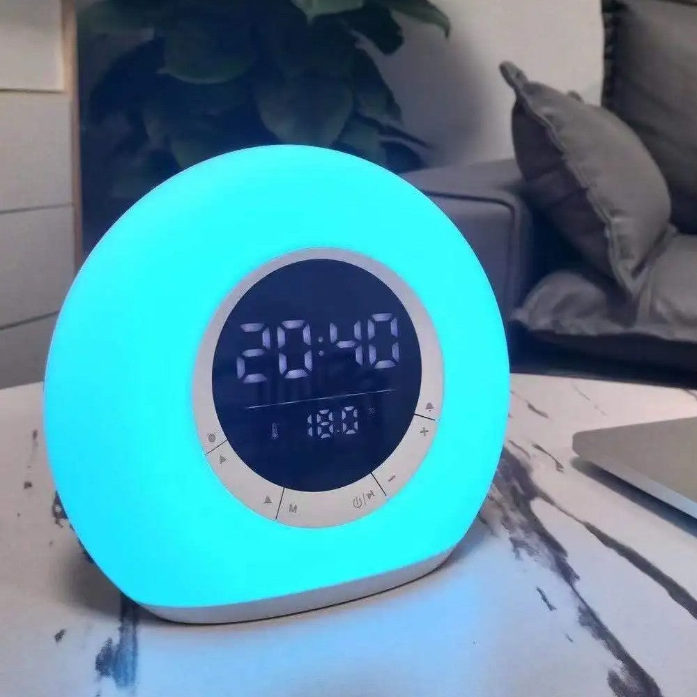 Wake Up Light Alarm Clock with Bluetooth Speaker and Colorful Atmosphere Lamp