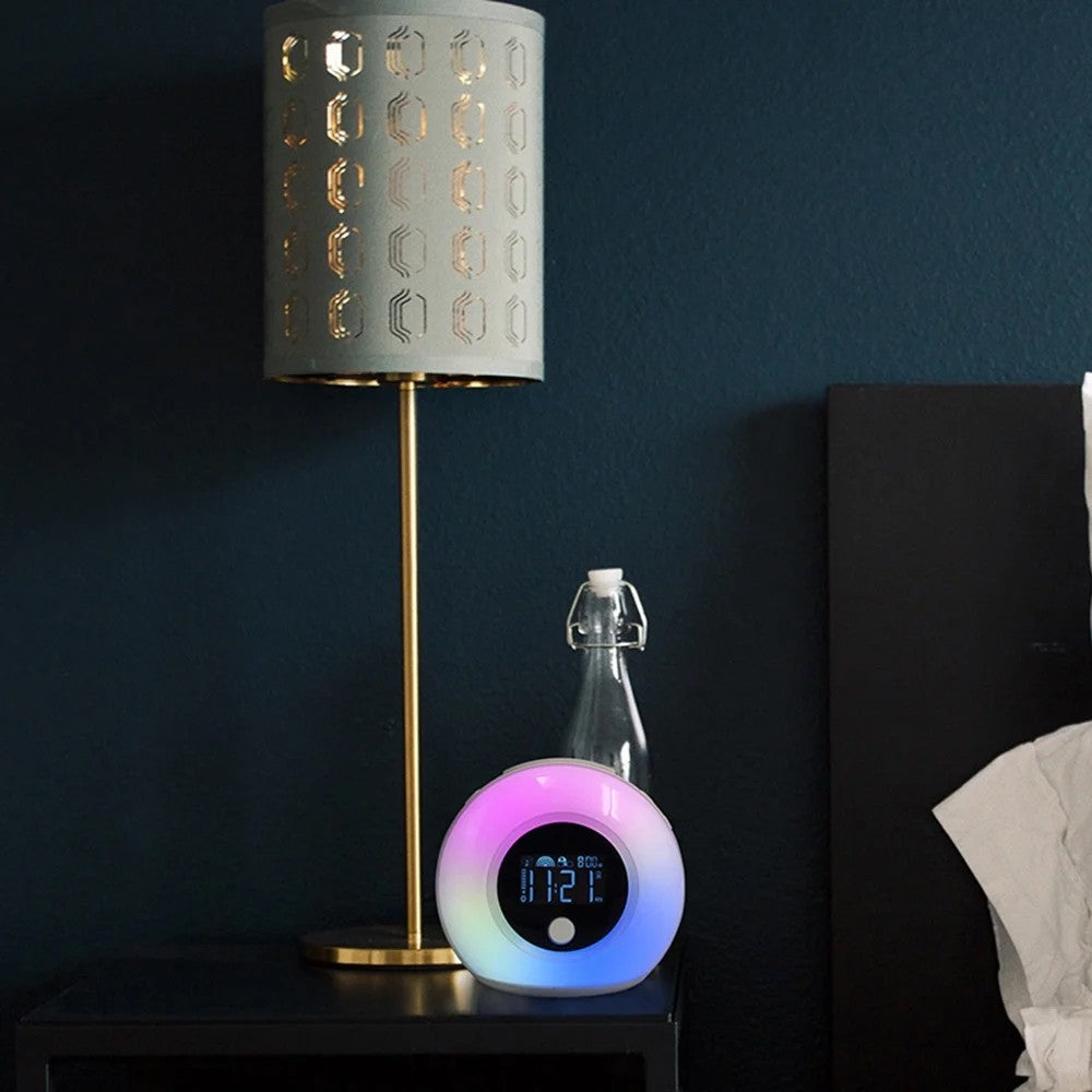 Wake Up Light Alarm Clock with Bluetooth Speaker and Colorful Atmosphere Lamp