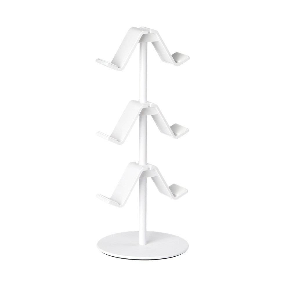 3-Tier Game Controller Stand Desktop Headphone Holder Headset Hanger - White