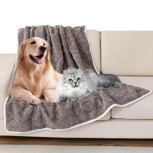 70x50cm Water-resistant Pet Dog Blanket Couch Protector Throw Blanket - Coffee