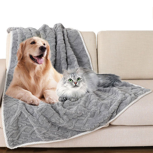 100x75cm Water-resistant Pet Dog Blanket Couch Protector Throw Blanket - Grey