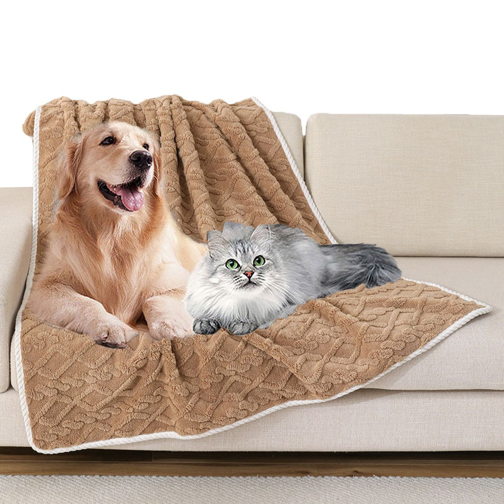 70x50cm Water-resistant Pet Dog Blanket Couch Protector Throw Blanket - Khaki