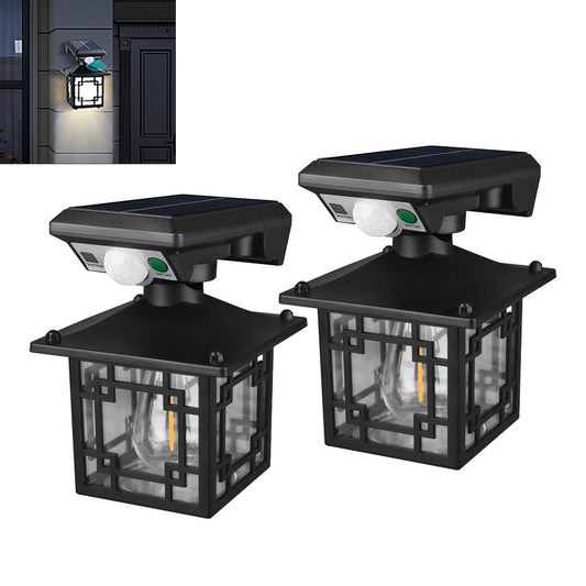 2Pcs Solar Motion Sensor Light Outdoor Wall Light 3 Modes LED Garden Light