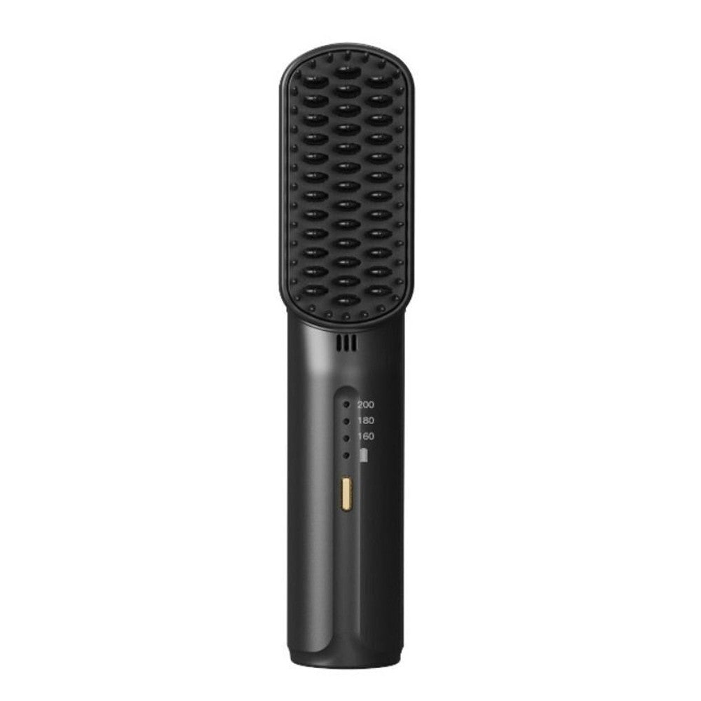 Cordless Hair Straightener Brush Negative Ion Straightening Comb Black