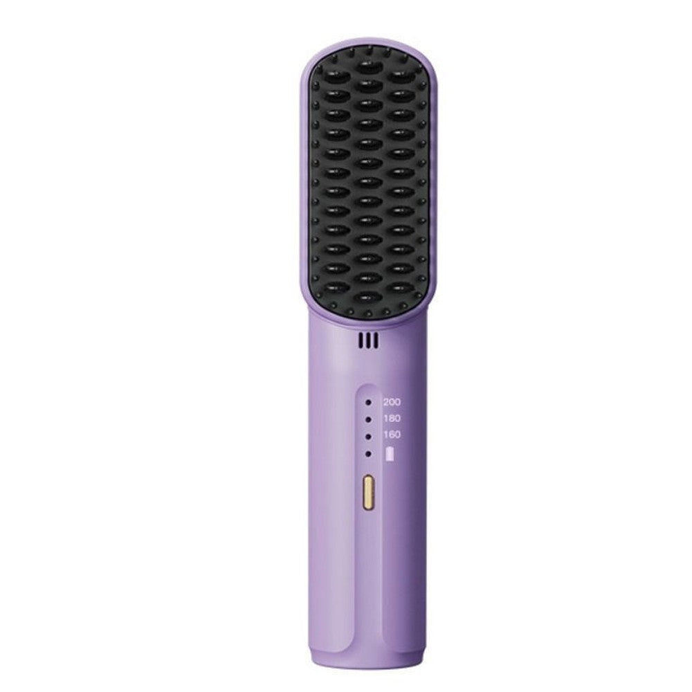 Cordless Hair Straightener Rechargeable Negative Ion Straightening Comb - Purple