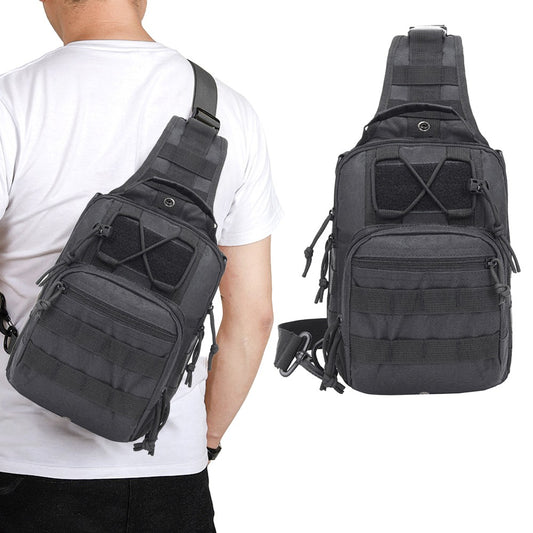 Mens Chest Bag Shoulder Bag Outdoor Sport Tactical Bag Satchel Daily Bag - Black