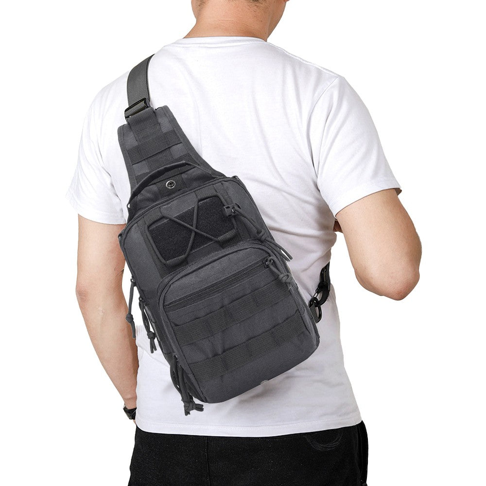Mens Chest Bag Shoulder Bag Outdoor Sport Tactical Bag Satchel Daily Bag - Black