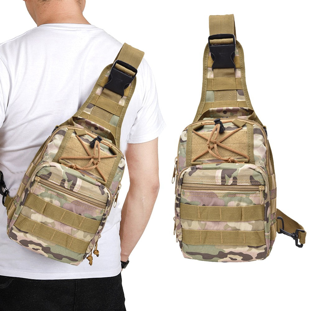 Mens Chest Bag Shoulder Bag Outdoor Sport Tactical Bag Satchel Daily Bag - Khaki
