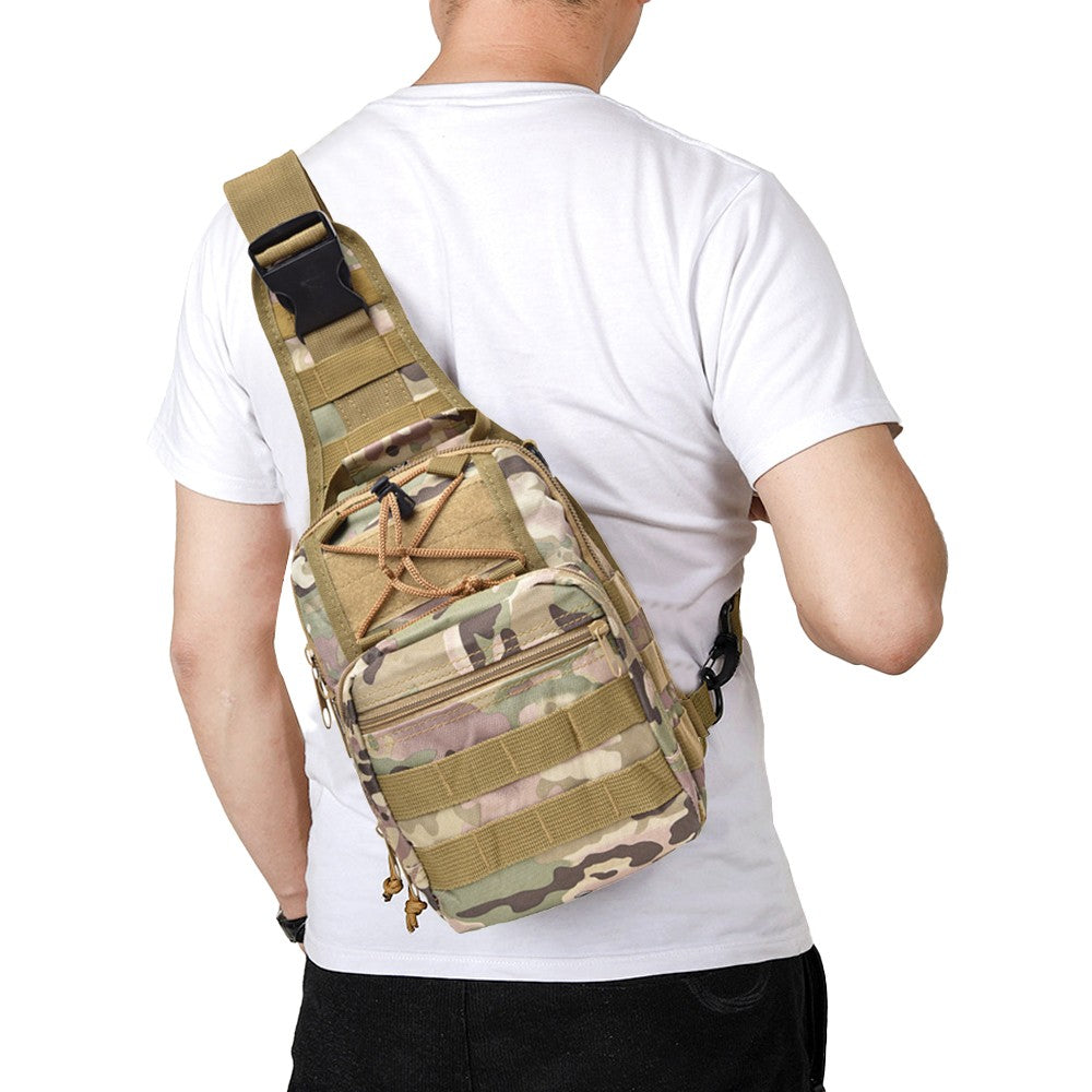 Mens Chest Bag Shoulder Bag Outdoor Sport Tactical Bag Satchel Daily Bag - Khaki