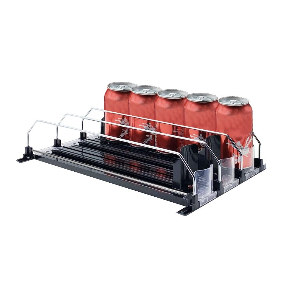 Fridge Drink Organizer Automatic Pusher Glide Soda Can Dispenser - Black