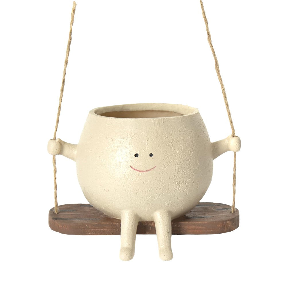 1Pc Hanging Planter Pot Resin Swing Face Flower Pot Creative Succulent Planter