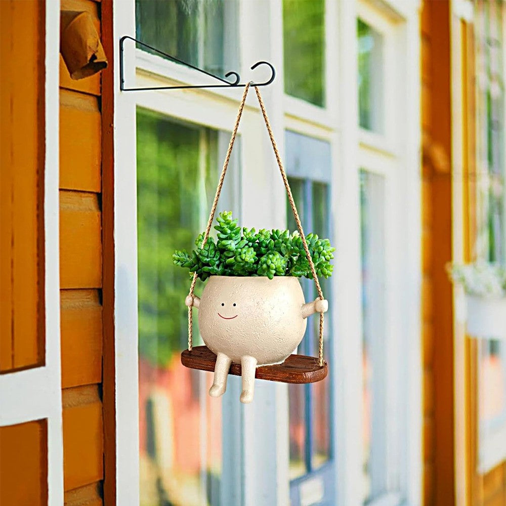 1Pc Hanging Planter Pot Resin Swing Face Flower Pot Creative Succulent Planter