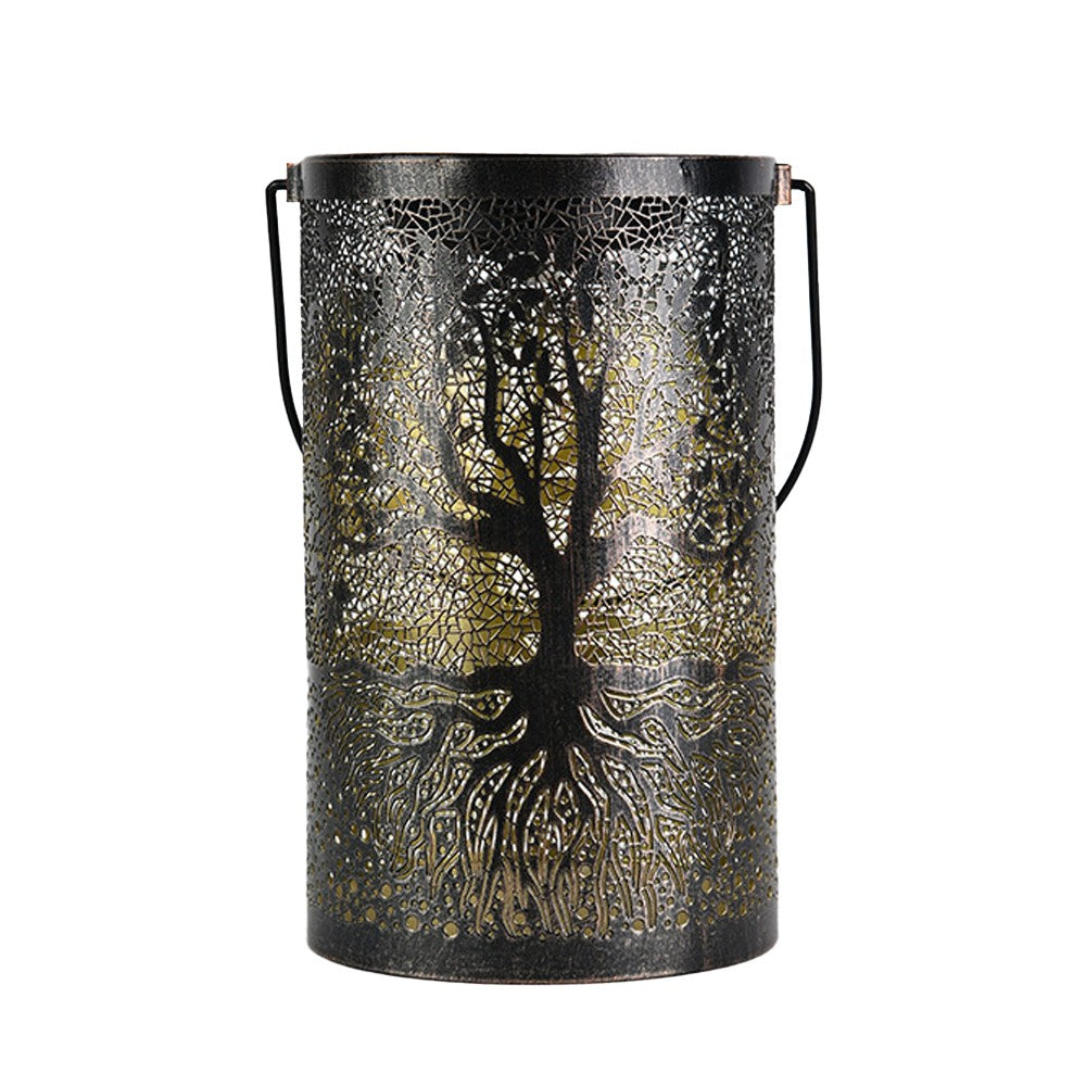 LED Solar Light Hollow Lantern Garden Decoration Hanging/Standing Lamp - Black