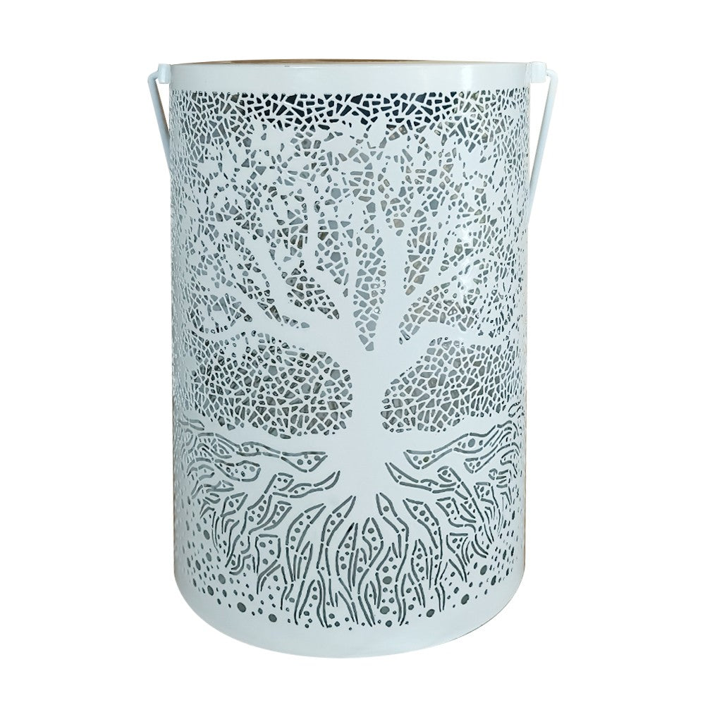 LED Solar Light Hollow Lantern Garden Decoration Hanging/Standing Lamp - White