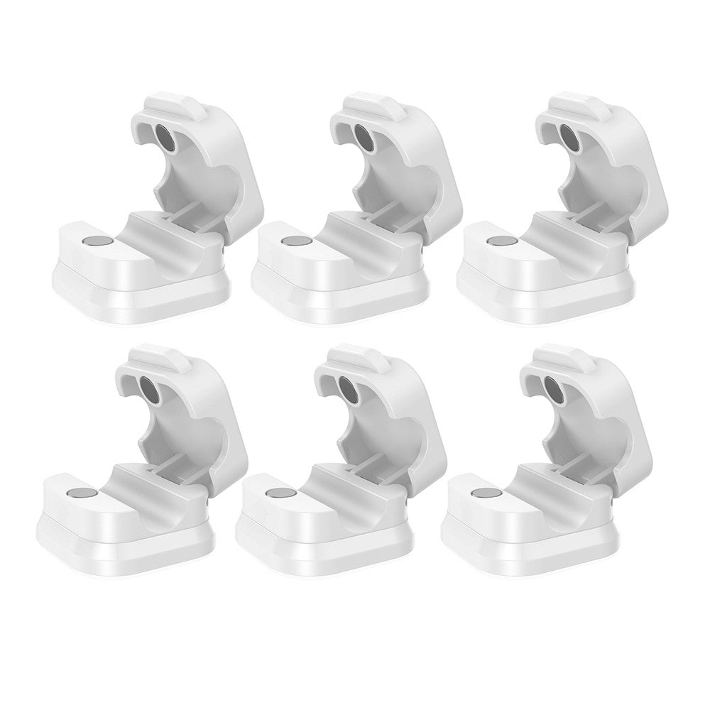 6Pcs Self-Adhesive Magnetic Cable Clip Under Desk Cord Management Holder - White