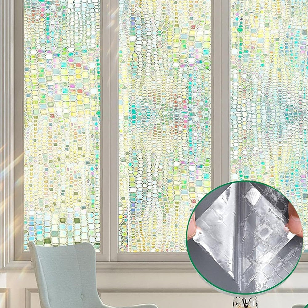 2 Rolls of 300x45cm Rainbow Window Film Static Cling Window Sticker Window Decal