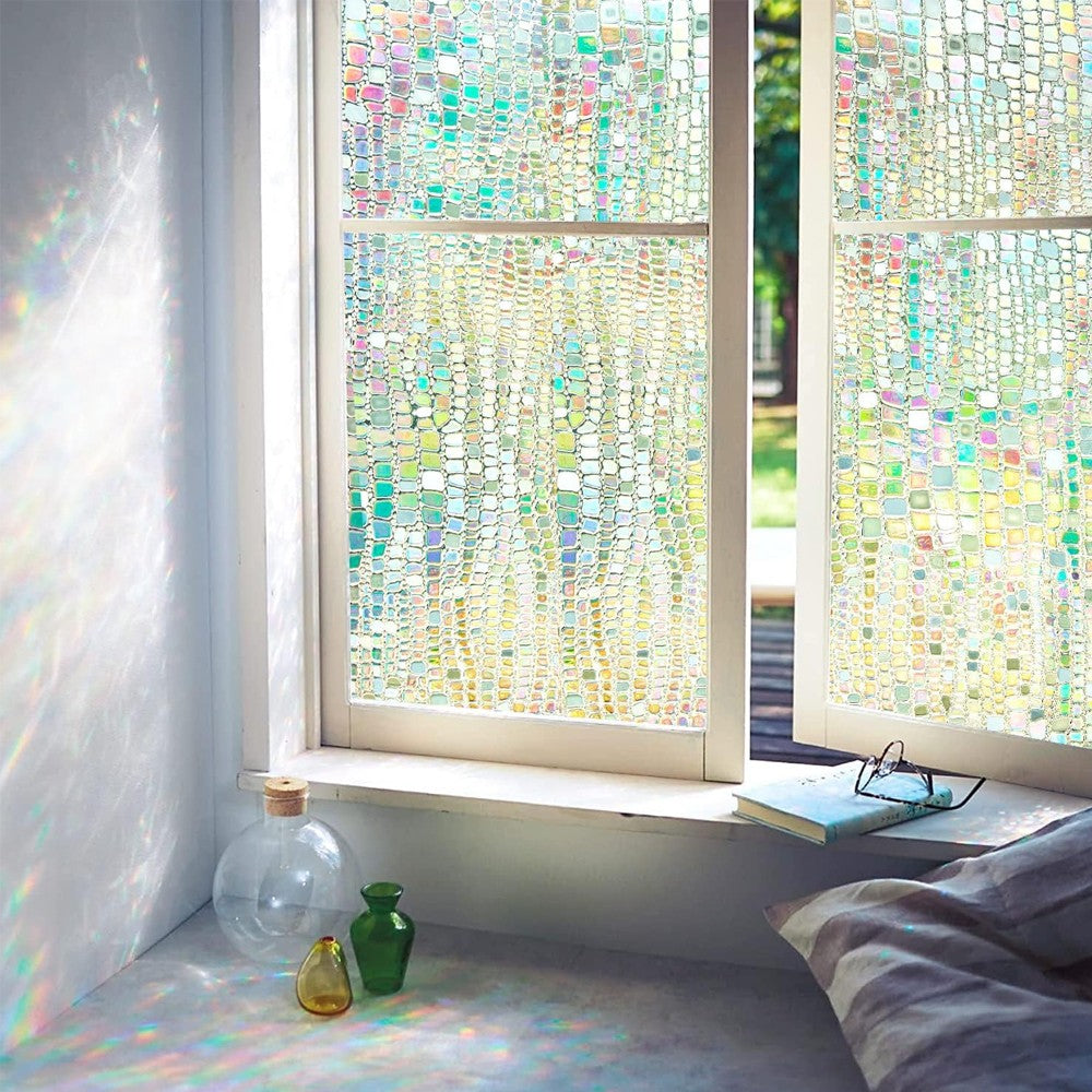 2 Rolls of 300x45cm Rainbow Window Film Static Cling Window Sticker Window Decal