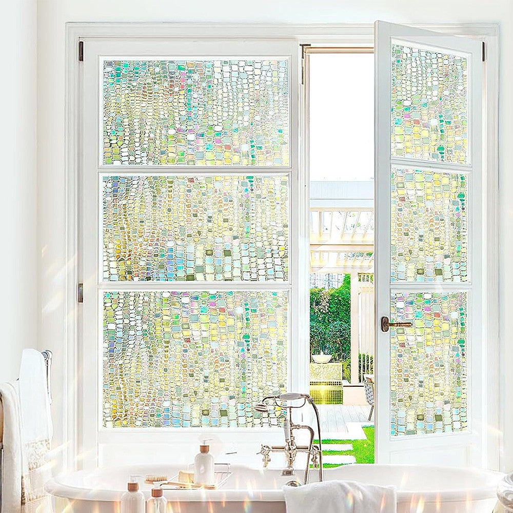 2 Rolls of 300x45cm Rainbow Window Film Static Cling Window Sticker Window Decal