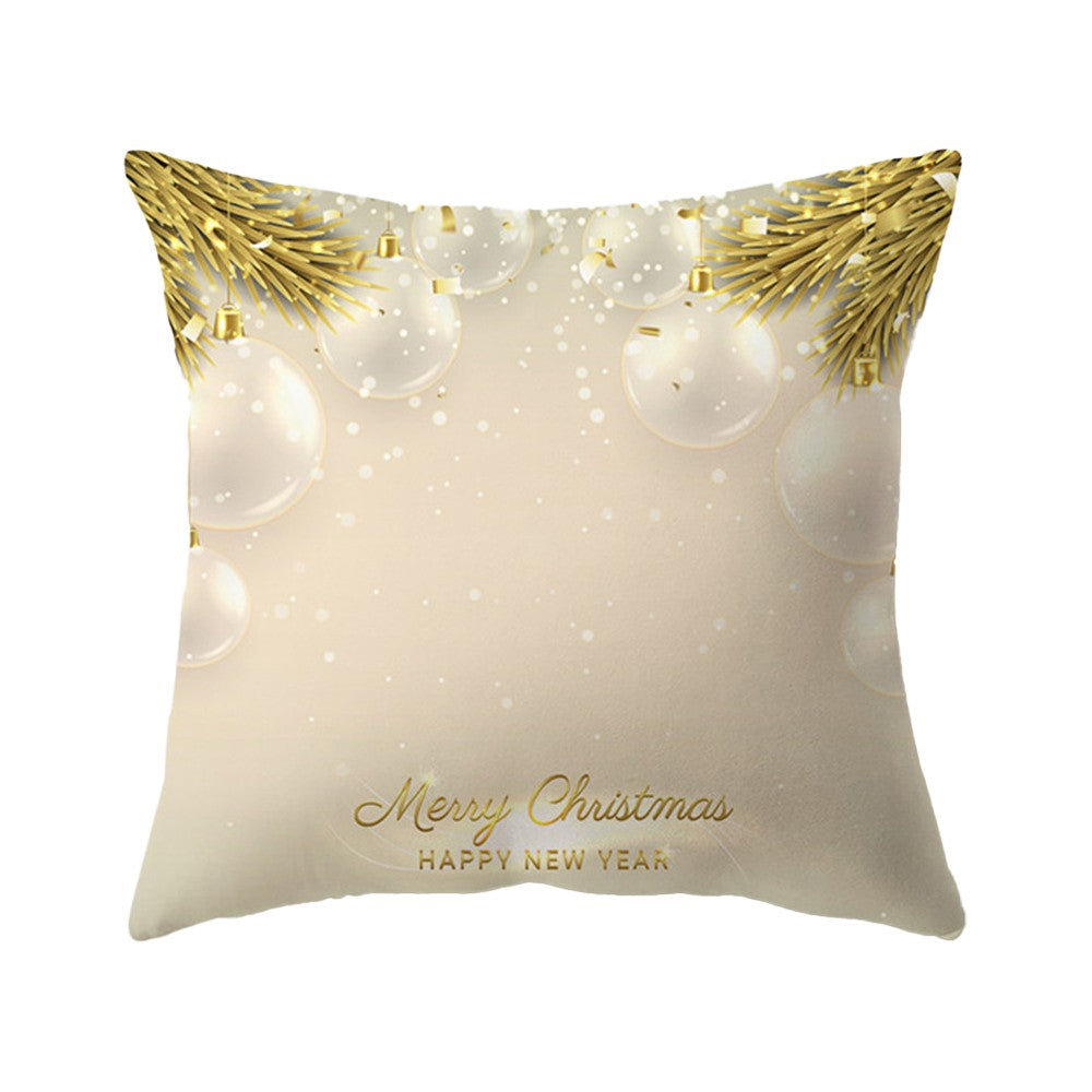 4Pcs 45x45cm Christmas Printed Pillow Case Sofa Throw Pillowcase Cushion Cover - Gold Series